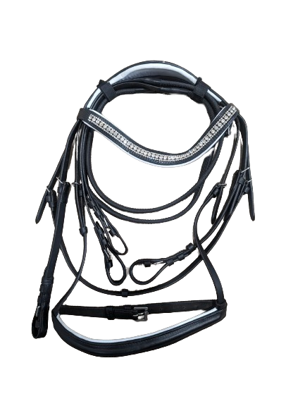 Crystal Browband Monocrown Color Padded Bridles Black Leather