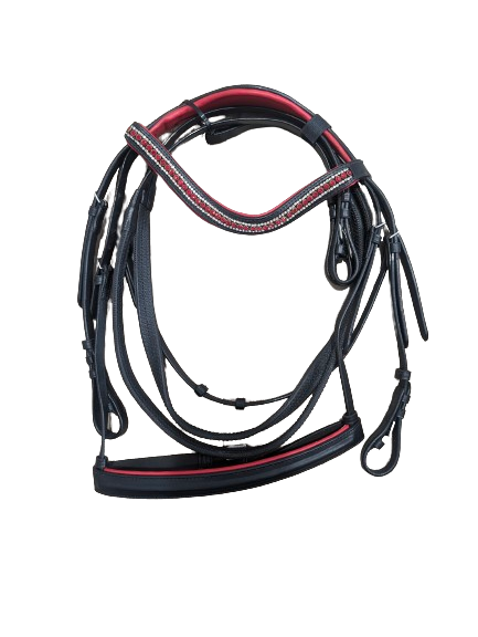 Crystal Browband Monocrown Color Padded Bridles Black Leather