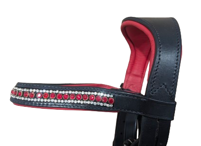 Crystal Browband Monocrown Color Padded Bridles Black Leather