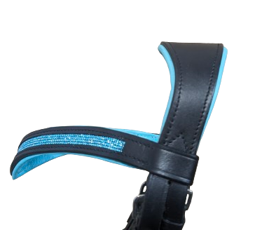 Ultra Bling Monocrown Color Padded Crystal Bridles Black Leather