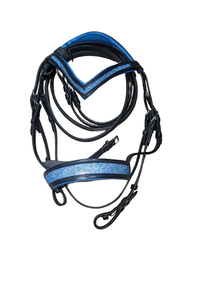 Ultra Bling Monocrown Color Padded Crystal Bridles Black Leather