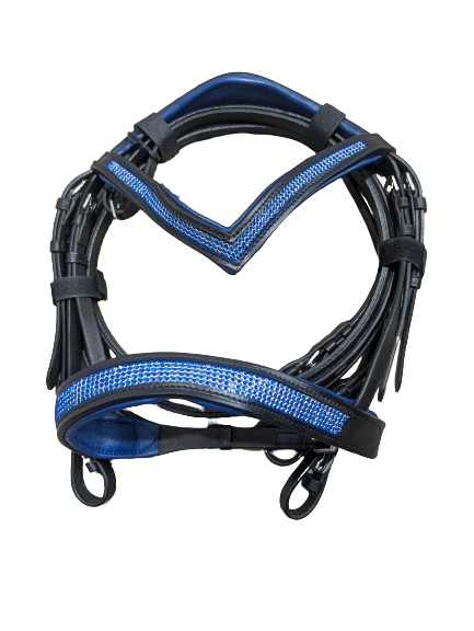 Ultra Bling Monocrown Color Padded Crystal Bridles Black Leather
