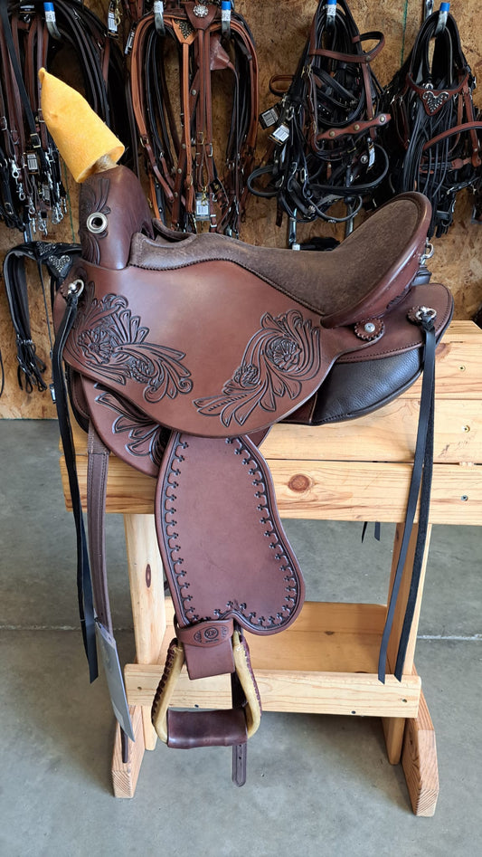 Dp saddlery quantum short and light western dressage saddle havana crosses