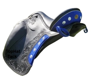 DP El Campo Floral Boarder Blue Suede Saddle Top Hat Tack