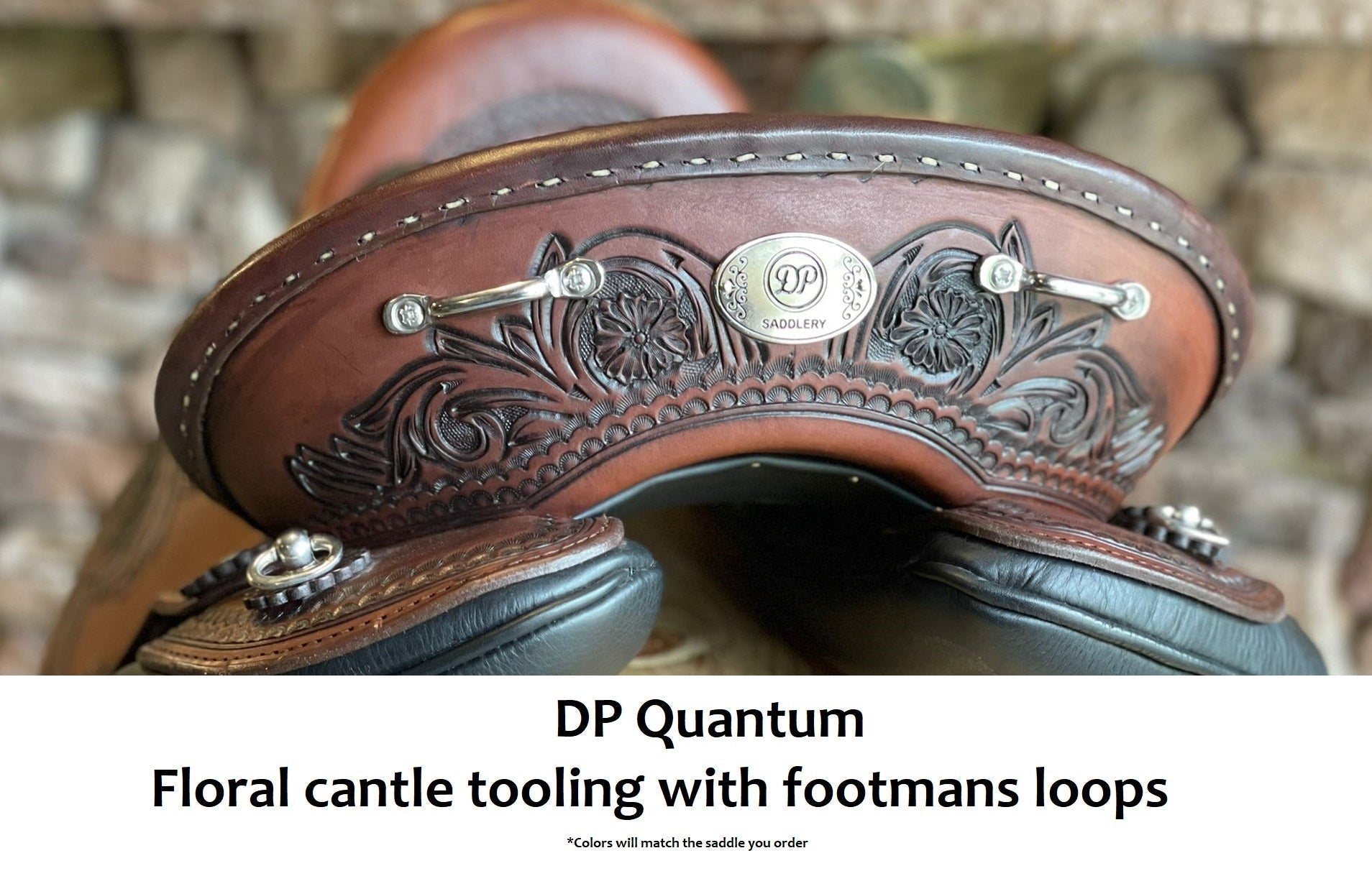 DP Saddlery quantum short light cantle floral tooling footmans loops