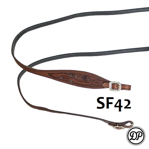 DP Saddlery Soft Feel Reins- Decor Tooled  SF42